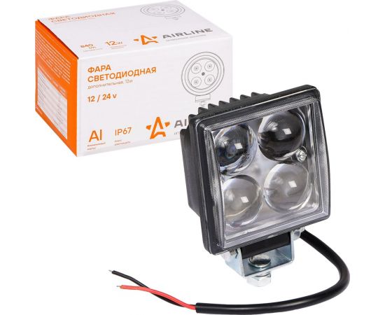 Светодиодная квадратная фара Airline 4 LED направленный свет, 12W, 76x76x46, 12/24V ALED001 