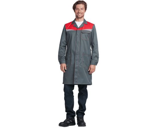 Халат ГК Спецобъединение КМ-10 ЛЮКС, серый-красный, размер 104-108, рост 182-188 Хал 541/104/182 