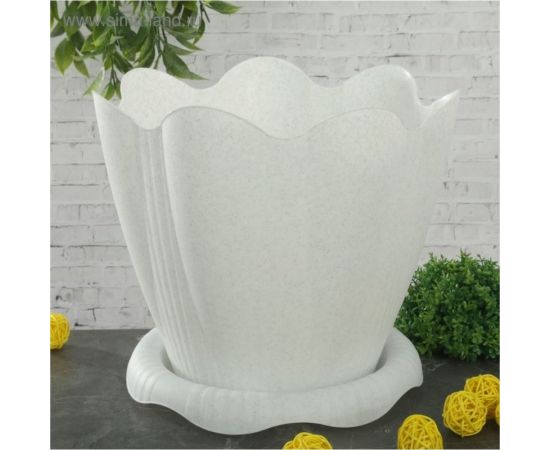 Горшок с поддоном Martika Эдельвейс 9.5 л, диам. 29 см, мрамор С194М – изображение 2