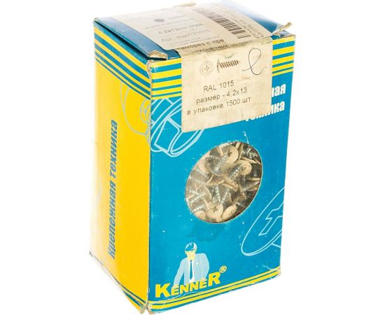 Саморез ПШО КРЕП-КОМП острый 4,2х13 RAL1015 1500шт пшо131015 – изображение 2