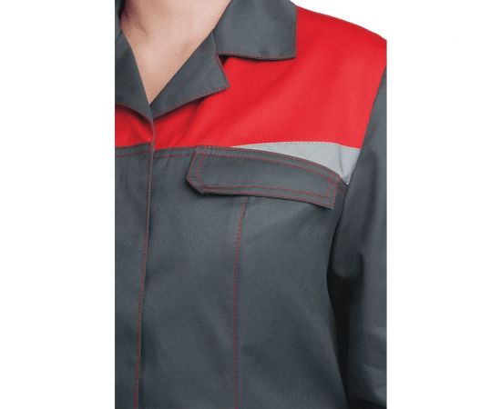 Женский халат ГК Спецобъединение КМ-10 ЛЮКС, серый-красный, размер 112-116, рост 158-164 Хал 546/112/158 – изображение 3