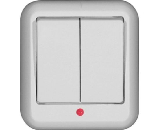 Выключатель Schneider Electric 2-клавишный ОП Прима 6А с индикатором, белый SchE А56-007 A56-007-B А56-007-б – изображение 3