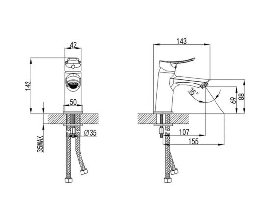 Смеситель для умывальника Milardo Amplex AMPSB00M01 – изображение 3