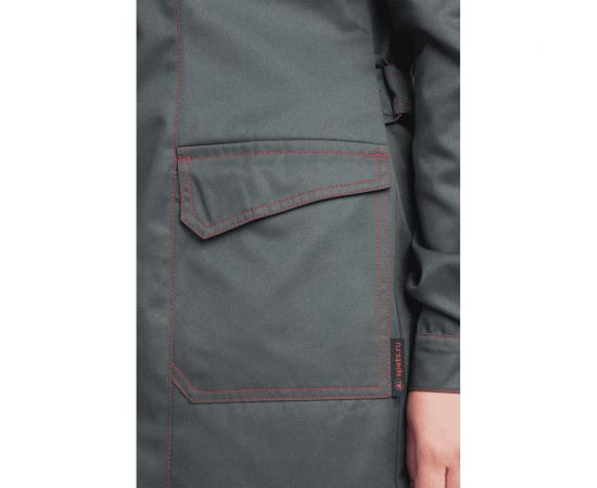 Женский халат ГК Спецобъединение КМ-10 ЛЮКС, серый-красный, размер 112-116, рост 158-164 Хал 546/112/158 – изображение 4