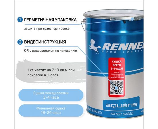 Интерьерная лазурь для дерева RENNER YM M349 R366 1 кг 1-366 – изображение 4