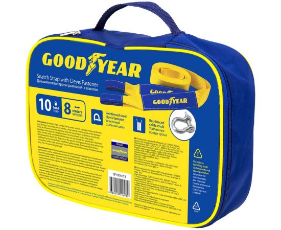 Динамическая стропа Goodyear рывковая, с шаклом, 10 тонн, 8 метров GY004013 – изображение 4