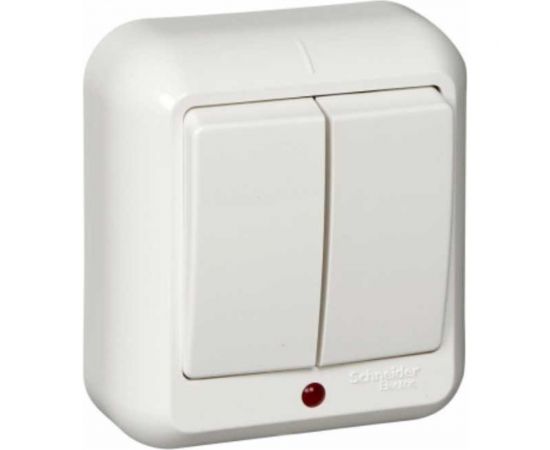 Выключатель Schneider Electric 2-клавишный ОП Прима 6А с индикатором, белый SchE А56-007 A56-007-B А56-007-б – изображение 4