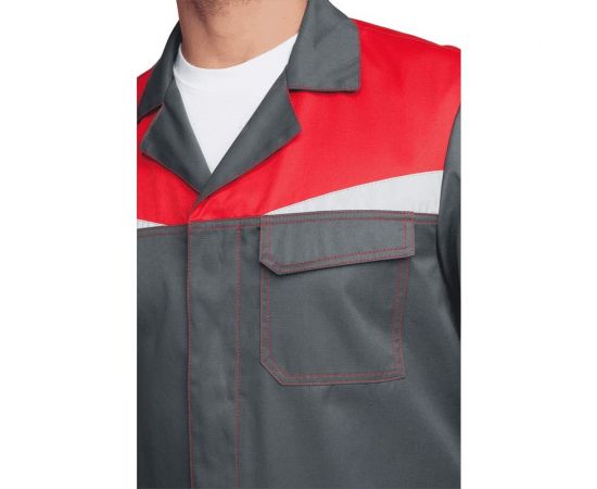 Халат ГК Спецобъединение КМ-10 ЛЮКС, серый-красный, размер 104-108, рост 182-188 Хал 541/104/182 – изображение 5