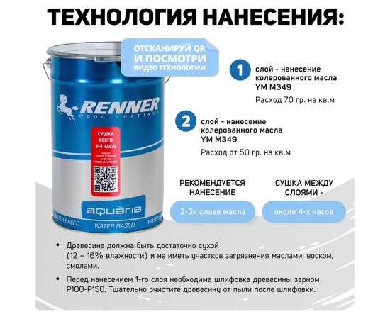Интерьерная лазурь для дерева RENNER YM M349 R366 1 кг 1-366 – изображение 5