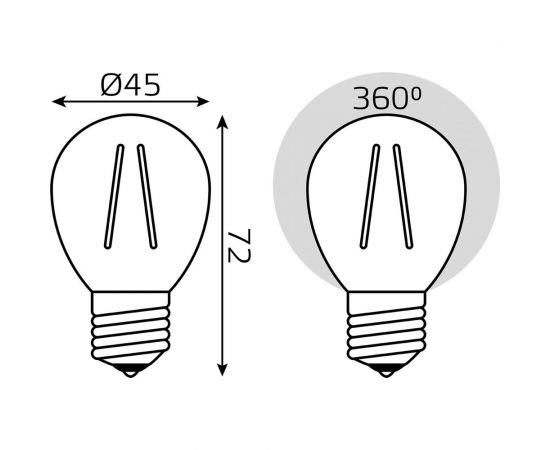 Лампа Gauss LED Filament Шар dimmable E27 5W 420lm 2700K 105802105-D – изображение 8