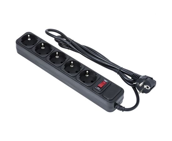 Сетевой фильтр ExeGate SP-5-1.5B 5евро с заземлением, 1.5м, выключатель с подсветкой, черный 266859 