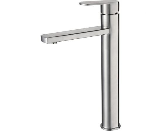 Смеситель для умывальника MELANA Stello нерж.сталь, однорычажный, сатин, литой излив 610302 