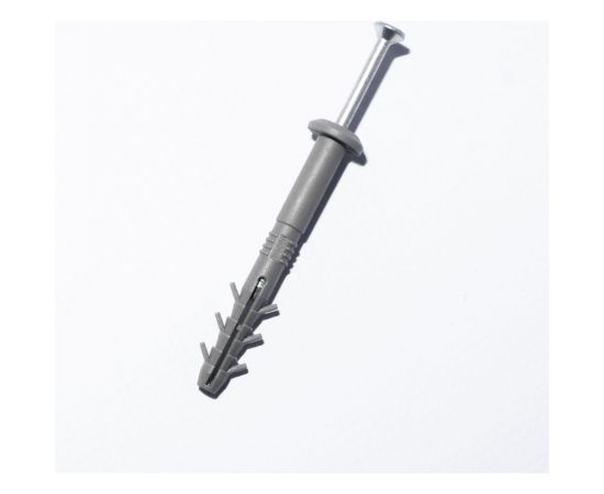 Дюбель с ударным шурупом Крепежные системы МВИС дюбель-гвоздь с усами, 6x60 мм, полипропилен, буртик, 100 шт. ДБМ0660Б 