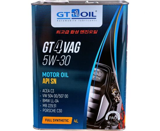 Масло GT OIL gt 4 vag, sae 5w-30, api sn, 4 л 8809059409879 