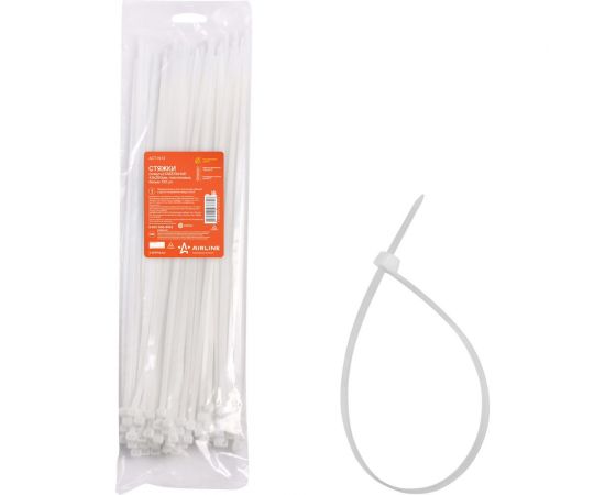Кабельные стяжки (хомуты) Airline 4.8х350 мм пластиковые белые 100 шт ACT-N-12 