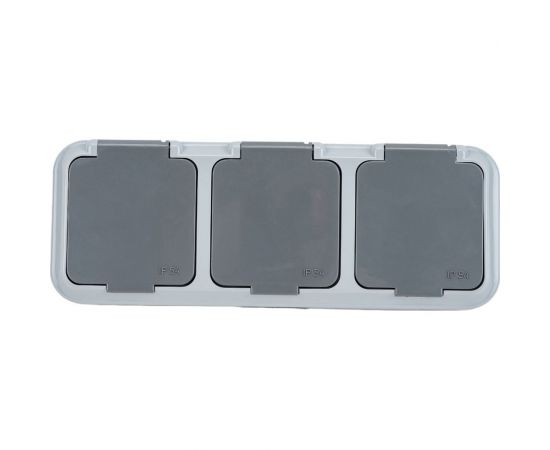 3-местная розетка Bylectrica ОУ IP54, серия ПРАЛЕСКА АКВА, серый, РА16-0131(03) 