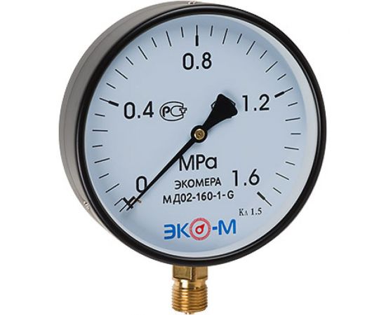 Манометр ЭКО-М Экомера МД02-160 мм 0..1,6 МПа G1\2 МД02-160-G-1,6МПа 