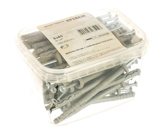 Дюбель-гвоздь с грибовидным бортиком Качественный КРЕПЕЖ 60 штук 0500635 КЧ 