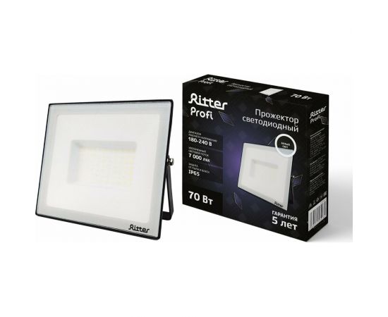Светодиодный прожектор RITTER серия PROFI 230В 70 Вт 4000К 7000Лм IP65 черный 53418 5 