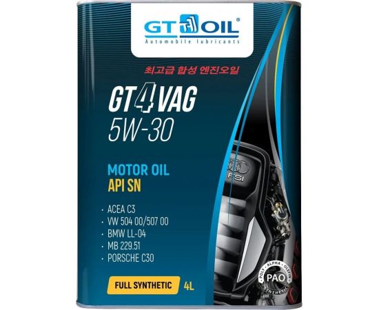 Масло GT OIL gt 4 vag, sae 5w-30, api sn, 4 л 8809059409879 – изображение 2