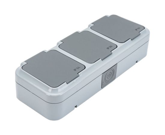 3-местная розетка Bylectrica ОУ IP54, серия ПРАЛЕСКА АКВА, серый, РА16-0131(03) – изображение 2