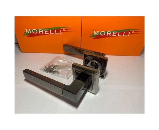 Дверная ручка MORELLI ""Fukoku"", цвет-бел. никель/черн. никель MH-28 SN/BN-S 9010558 – изображение 2