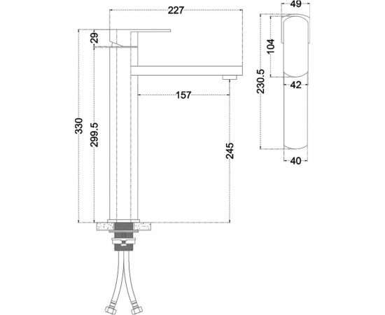 Смеситель для умывальника MELANA Stello нерж.сталь, однорычажный, сатин, литой излив 610302 – изображение 3