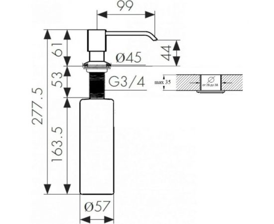 Врезной дозатор для жидкого мыла WISENT черный WG405F – изображение 3