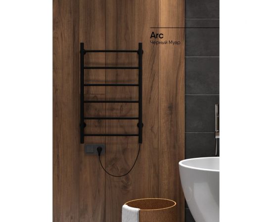 Полотенцесушитель INDIGO Arc electro 80/50, (скр.монтаж, унив.подкл.R/L, черный муар) LCAE80-50BRR – изображение 3