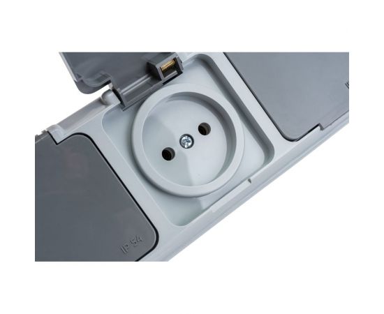 3-местная розетка Bylectrica ОУ IP54, серия ПРАЛЕСКА АКВА, серый, РА16-0131(03) – изображение 3