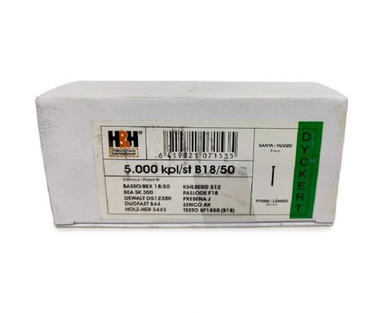 Отделочные гвозди H&H 18ga 50 мм, цинк, 5000 шт. B18/50 – изображение 3