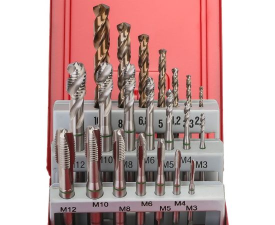 Набор машинных метчиков Ruko M3-M12 мм HSSE-Co5 21пр 245054 – изображение 3