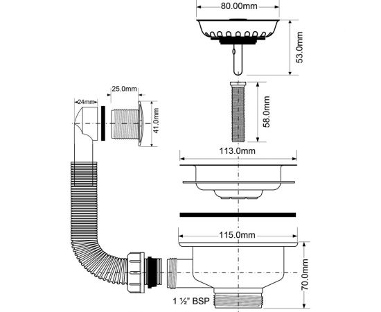 Перелив McAlpine с круглым сливом, ф40-113 и со съемной решеткой OF2-113S – изображение 3
