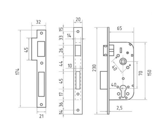 Корпус замка НОРА-М КЗВ-100 70 мм хром 5270 – изображение 4