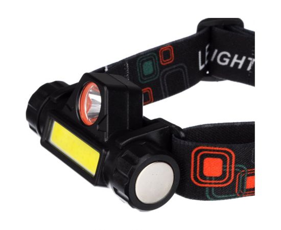 Налобный фонарик ЧИНГИСХАН 1000мАч, 1 COB, 1 LED, 8х3 см, 2 режима, пластик 221-013 – изображение 4