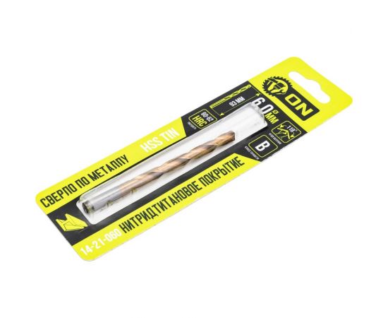 Сверло по металлу HSS TIN 6x93 мм, нитридтитановое покрытие On 14-21-060 – изображение 4