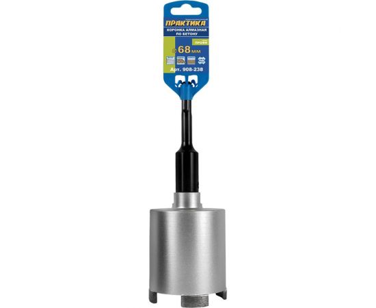 Коронка алмазная Профи по бетону 68 мм, SDS-plus, безударная, 4 сегмента высотой 10 мм ПРАКТИКА 908-238 – изображение 7
