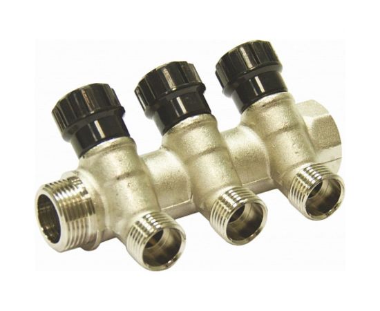 Коллектор СТМ 3 выхода, наружная резьба, вентиль, 3/4х1/2 C3MV3412N 