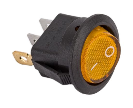 Круглая клавиша Nord-Yada 250V 6А желтая с подсветкой (3контакта) ON-OFF (2шт в упаковке) 905485 