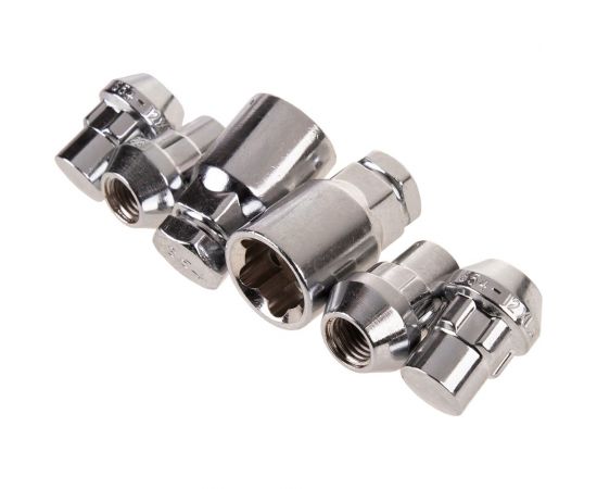 Гайки секретки М12x1.50, 32 мм, конус закр 5 луч 2 кл, хром 005, 4 шт SKYWAY S10702005 