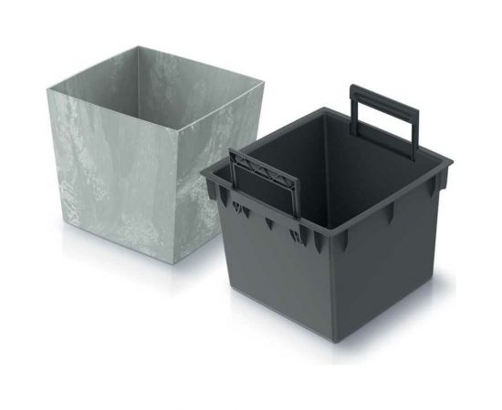 Кашпо с вкладышем Prosperplast DURS300LE 422U Кашпо URBI SQUARE LOW EFFECT 295х295х295 мм, бетон 067037 – изображение 2