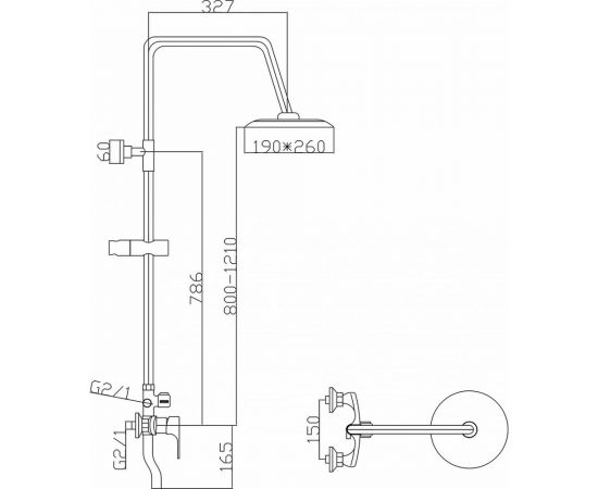 Душевая система MIXLINE смеситель 40К, излив + лейка + душевой шланг + тропический душ ML2418 546108 – изображение 3