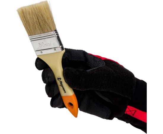 Плоская кисть Петрович 50 мм, натуральная щетина, пластиковая ручка 4100015204 – изображение 5