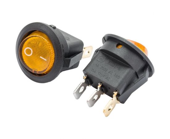 Круглая клавиша Nord-Yada 250V 6А желтая с подсветкой (3контакта) ON-OFF (2шт в упаковке) 905485 – изображение 6