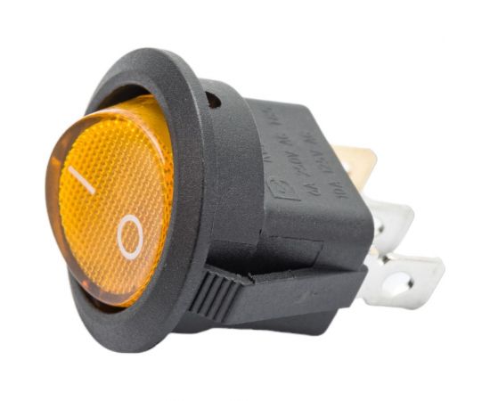 Круглая клавиша Nord-Yada 250V 6А желтая с подсветкой (3контакта) ON-OFF (2шт в упаковке) 905485 – изображение 8