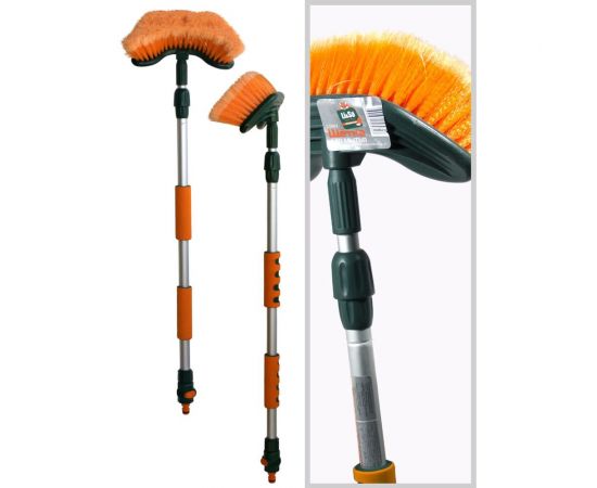 Телескопическая щетка для мытья LI-SA проточная ручка, 88-140см, с клапаном для подачи воды, изогнутая форма LS017 39792 