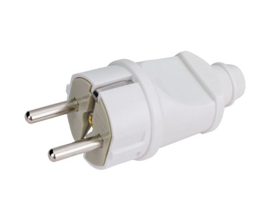 Вилка TDM прямая, с заземлением, белая, 16А, 250В, серии ""Народная"" SQ1806-0403 