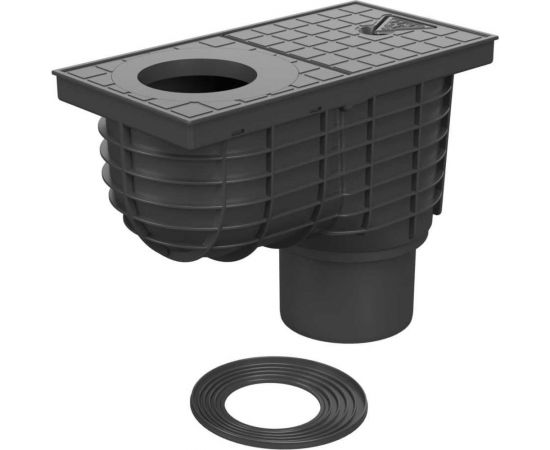 Дождеприёмник-трап со сливом из крыши MCH Chudej с нижним сливом, D110, стандарт, черный 325 E 