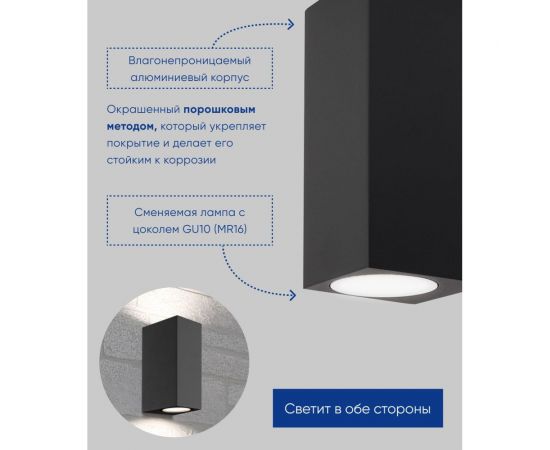Садово-парковый светильник FERON 230V 2*GU10, DH051, черный (на стену) 48330 – изображение 12
