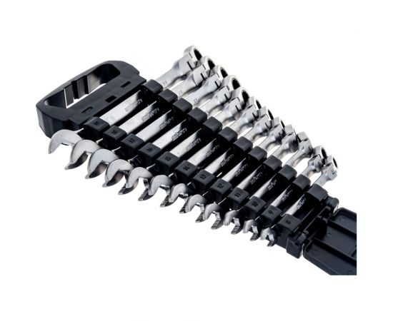 Набор комбинированных шарнирных ключей с трещоткой 12 предметов Inforce 06-05-51 – изображение 2